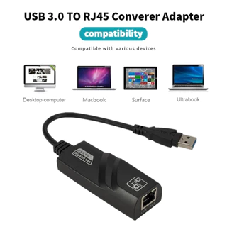 อะแดปเตอร์เครือข่าย For Pc กิกะบิตอีเธอร์เน็ตแลน RJ45 To USB 3.0 แปลงสายแลน ไดรเวอร์ในตัว