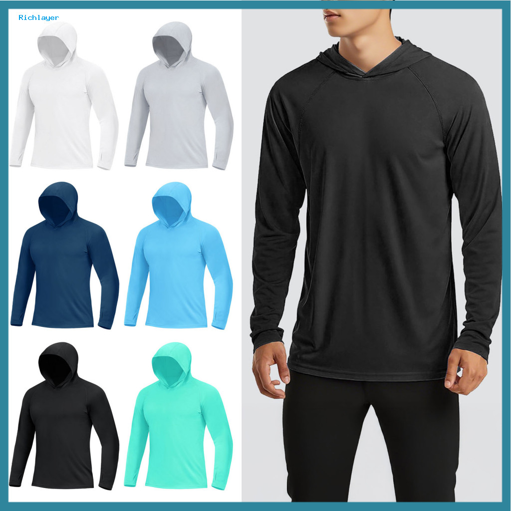 Travel Sun Protection Clothes Breathable Summer Tops Mens Uv Protection Hoodie Spf 50 – Breathable Quick-dry ผ้าไหมน้ําแข็งหลวม Fit แขนยาว Sun สําหรับกลางแจ้ง