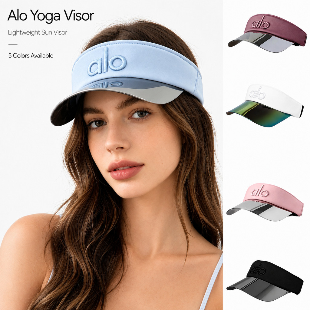 Alo Airlift Solar Visor กระจกโปร่งใส Brim UV Protection หมวกกีฬาสําหรับเทนนิสโยคะกอล์ฟ