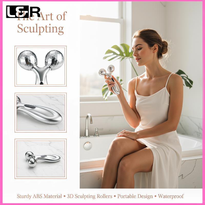 L&R 3D Dual Roller Face Massager กระชับผิวยกกระชับริ้วรอย Remover เครื่องมือแบบพกพาสําหรับ Travel Da