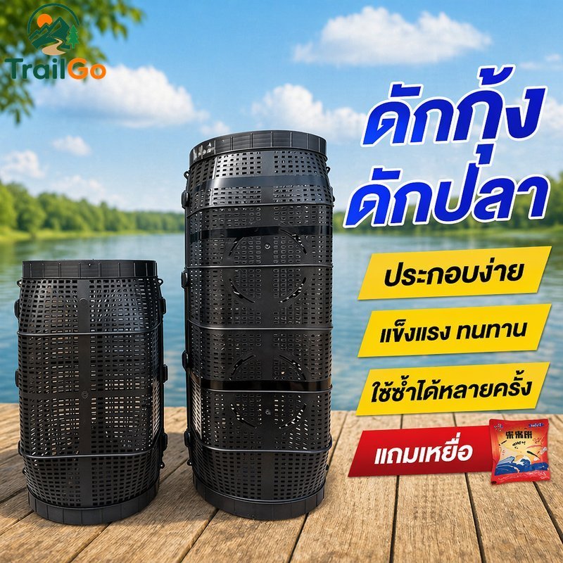 กรงดักปลาแปดหลุมพับเก็บได้แบบพกพา หน้า ทนทานกุ้งปูปลาไหลจับตะกร้า