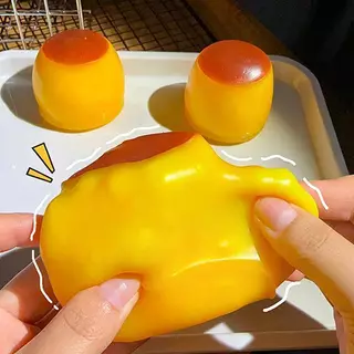 FIL Squishy อาหารรูปพุดดิ้งลูกบอลความเครียดบีบ Fidget ของเล่นแบบพกพาสําหรับพนักงานออฟฟิศ Travel ความวิตกกังวลบรรเทา