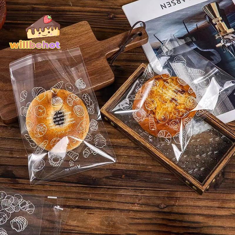 [Willbehot-t] Bread Bag Transparent Food Toast Sna Cookies Disposable Doggy Bag Bag [ใหม่]