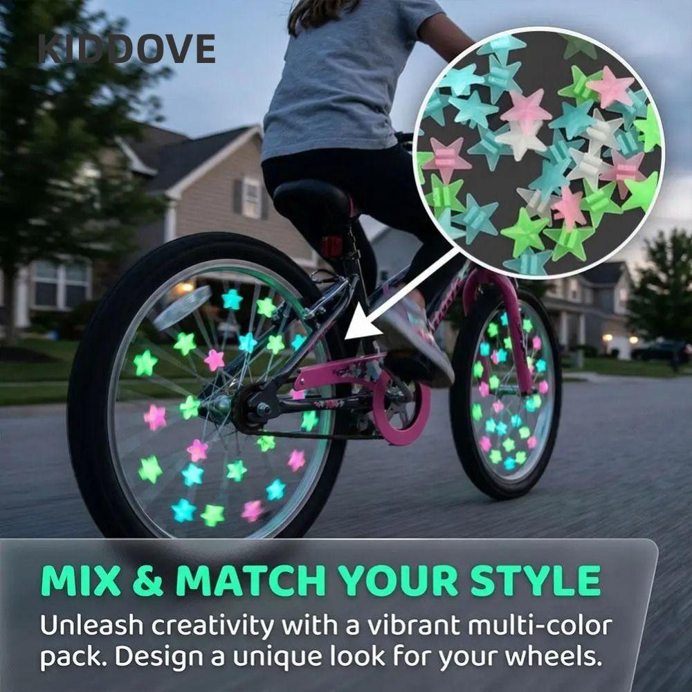 KIDDOVE 36pcs Star Wheel หัวนม,สะท้อนแสงเรืองแสงใน Dark จักรยานเด็ก Spoke ลูกปัด, Creative Weather-p