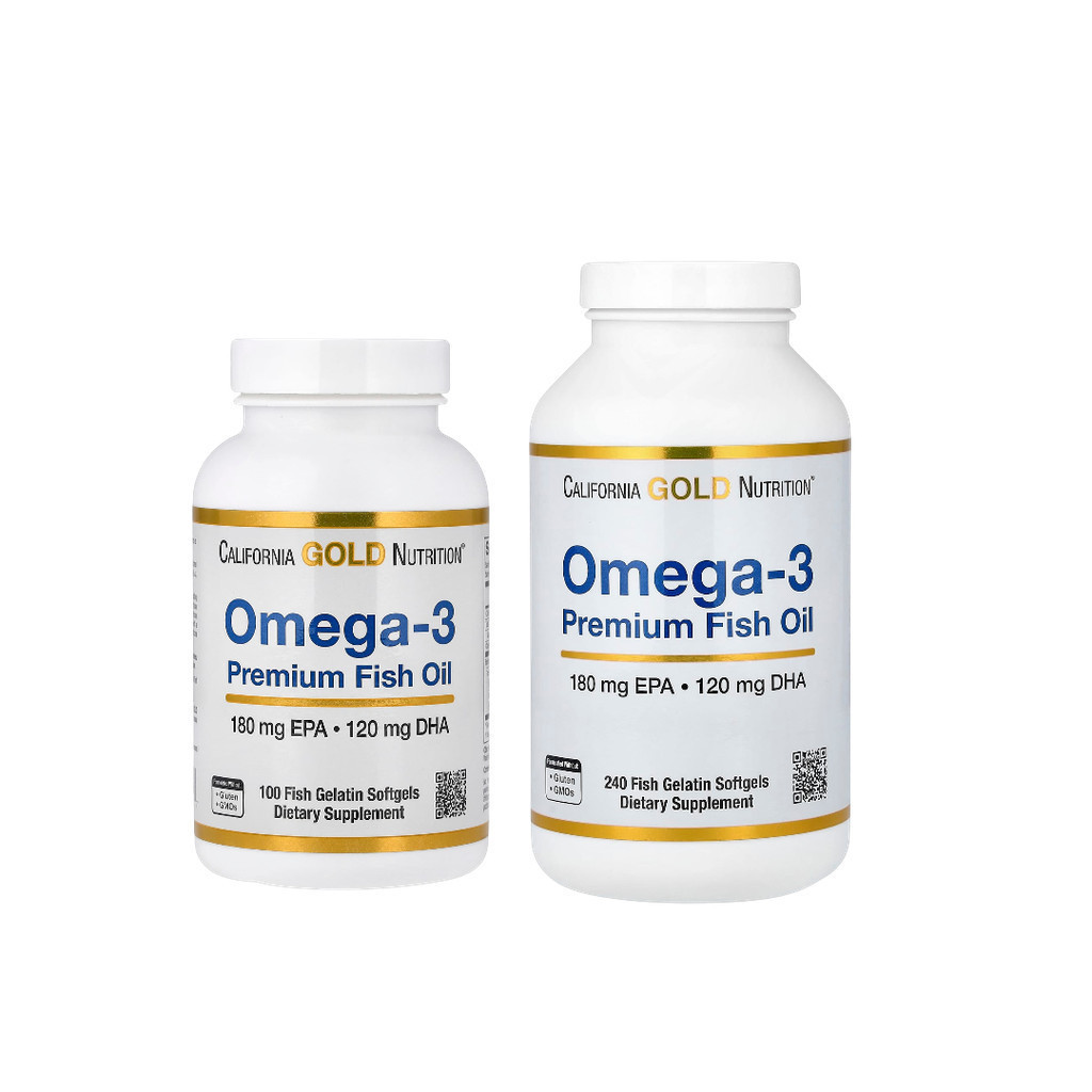 California Gold Nutrition, น้ำมันปลาโอเมก้า 3 ระดับพรีเมียม 100 และ 240 Fish Gelatin Softgels (แคปซูลละ 1,100 มก.)