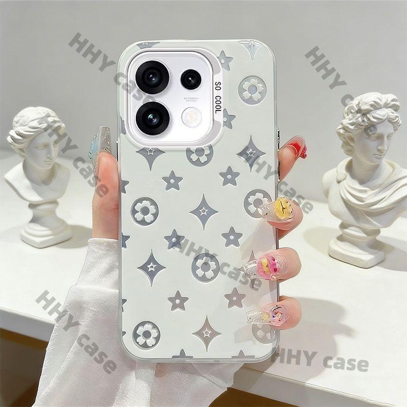 เคส OPPO Reno 16 16F 5G เคส OPPO Reno 16 Pro เคส กรณีอินเทรนด์Minimalist Hardเคสโทรศัพท์Featuring An UnderstatedรูปแบบหรูหราIridescent Silver Accentsและสดสไตล์HHY