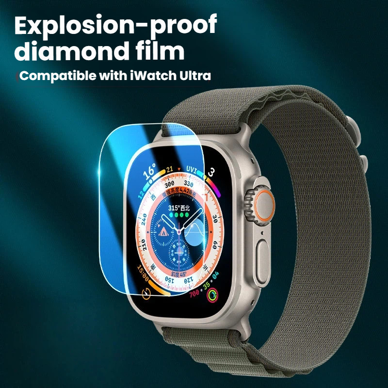 HD Full Coverage Watch Tempered Glass Protector,ใช้งานร่วมกับApple Watch Ultra 1/Ultra 2/Ultra 3 49 มม.,Anti-Scratch Clear Watch Screen Guard