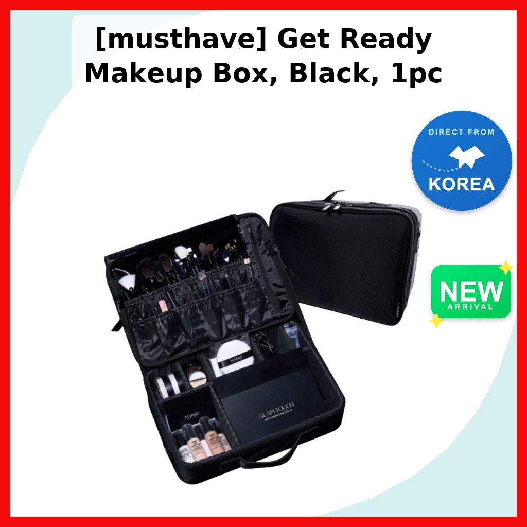 [ต้องมี] รับ Ready Makeup Box สีดํา 1 ชิ้น / Korean Makeup Organizer / Compact Design / ของแท้ 100% 