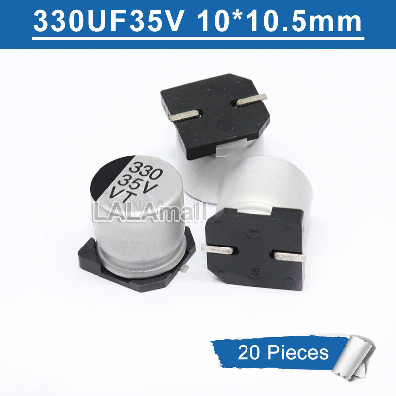 20pcs SMD อลูมิเนียม Electrolytic Capacitor 330uF 330 35V 35V330uF 330uF35V 10*10.5 มม.ใหม่เดิม