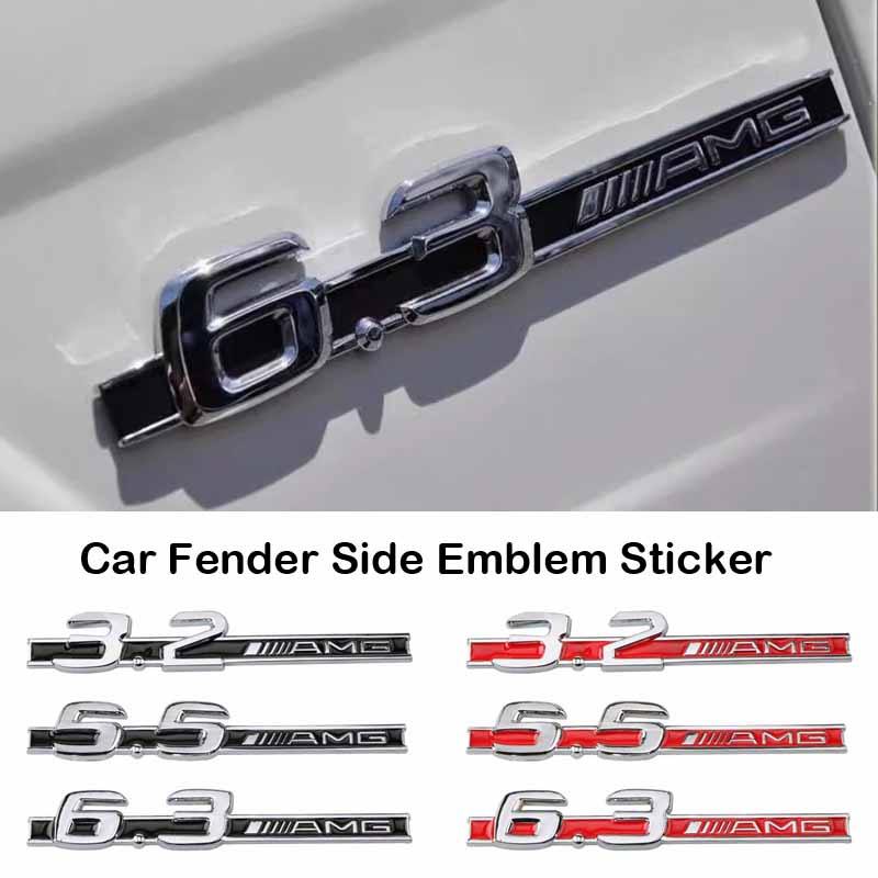 ABS 6.5 6.3 5.5 3.2 AMG รถด้านข้างสติกเกอร์หางกล่อง Fender Trunk Body Badge Emblem Decals สติกเกอร์ร