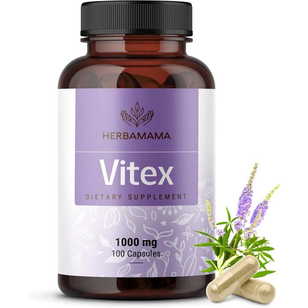 HERBAMAMA Vitex Chasteberry อาหารเสริมสําหรับผู้หญิง – อาหารเสริม Menopause* สําหรับผู้หญิงที่มี Vit