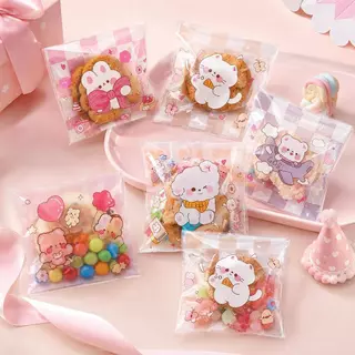 ถุงฝากาวลายน่ารัก 7×7+3 ซม. 100 ใบ/แพ็ค ถุงคุกกี้ ถุงเบเกอรี่ ถุงขนม