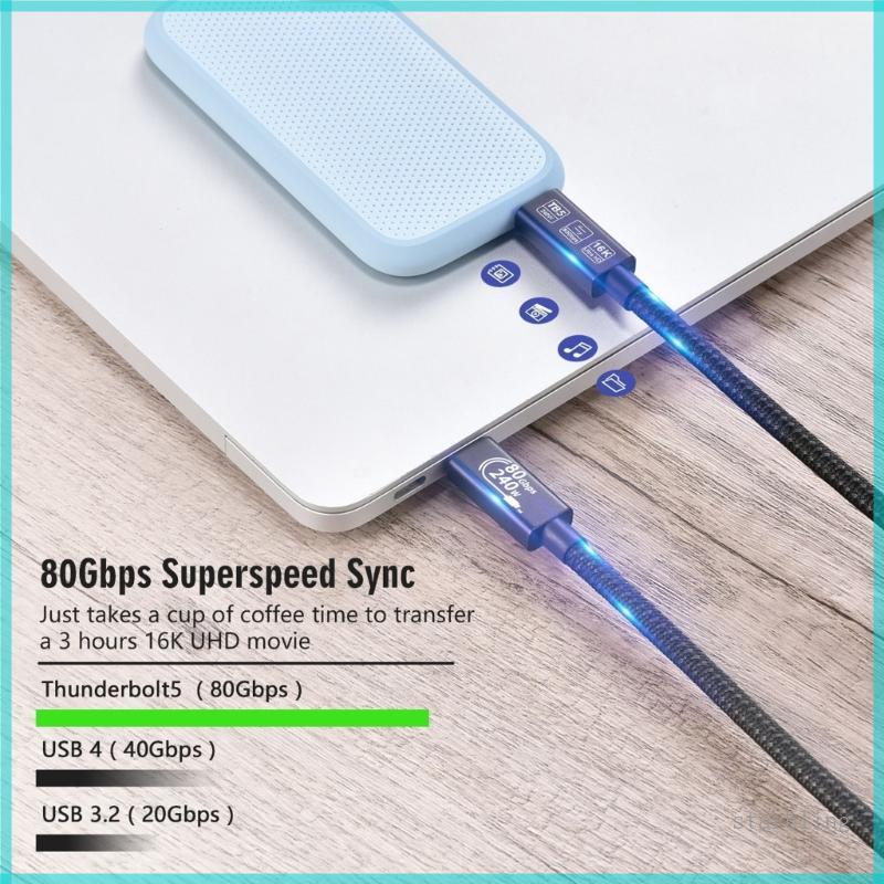 Star USB 4 0 TypeC Data Cable Efficiency Support 16K Video Capporative Data Transfer 240W Fast Charg