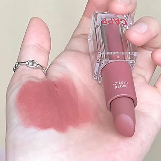 L-08✨Cappuvini ลิปสติก เนื้อแมตต์ กํามะหยี่ หลอดใส 6 สี อะคริลิคใส กันน้ํา กันเหงื่อ ติดทนนาน
