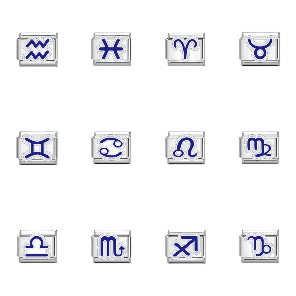 สร้อยข้อมือโมดูลป้ายราศี 12 ชิ้น ทําเอง ปรับแต่งได้ด้วยสัญลักษณ์ราศี