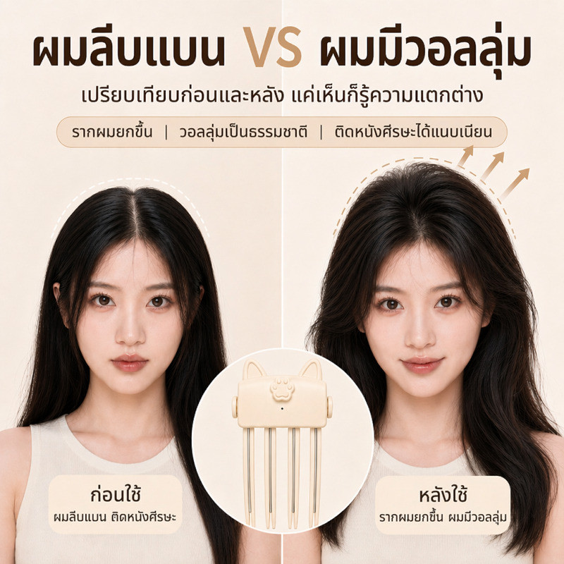 【ให้ความร้อนเร็ว】ที่หนีบรากผมไร้สาย ชาร์จไร้สาย ยกโคนผมทรงสูง ฟูธรรมชาติ ใช้กับแห้ง ที่หนีบรากผม