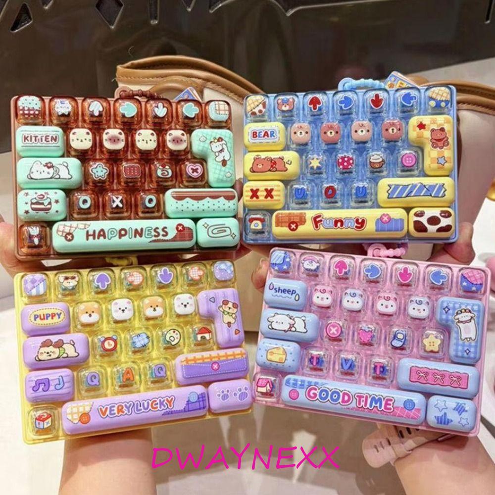 ของเล่นปุ่มคลายเครียด DWAYNEX, จี้คีย์บอร์ดจําลอง 26 ปุ่ม, ดีไซน์น่ารัก โปร่งแสง โทนคู่ พวงกุญแจสําหรับกระเป๋า
