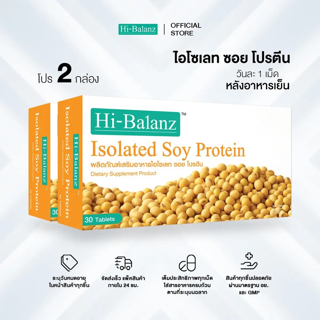 Hi-Balanz Isolated Soy Protein สารสกัดถั่วเหลือง 2 กล่อง รวม 60 เม็ด