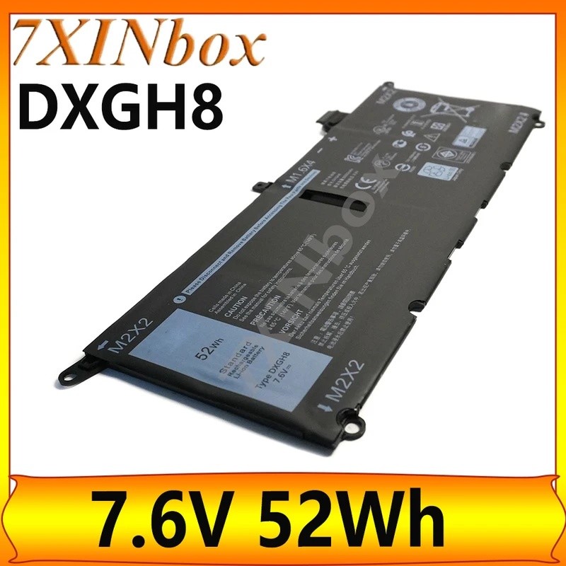 7XINbox DXGH8 7.6V 52Wh แบตเตอรี่แล็ปท็อปสําหรับ DELL XPS 13 9380 9370 7390 Inspiron 7390 2-in-1 14 