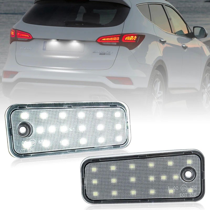 FZ 2 ชิ้นสําหรับ Hyundai Santa Fe 2013-2018 ไฟป้ายทะเบียน LED สีขาว