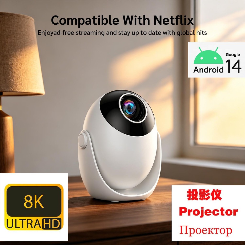 Android 14 Wireless Q3 Portable Projector รองรับถอดรหัส 4K FRCK