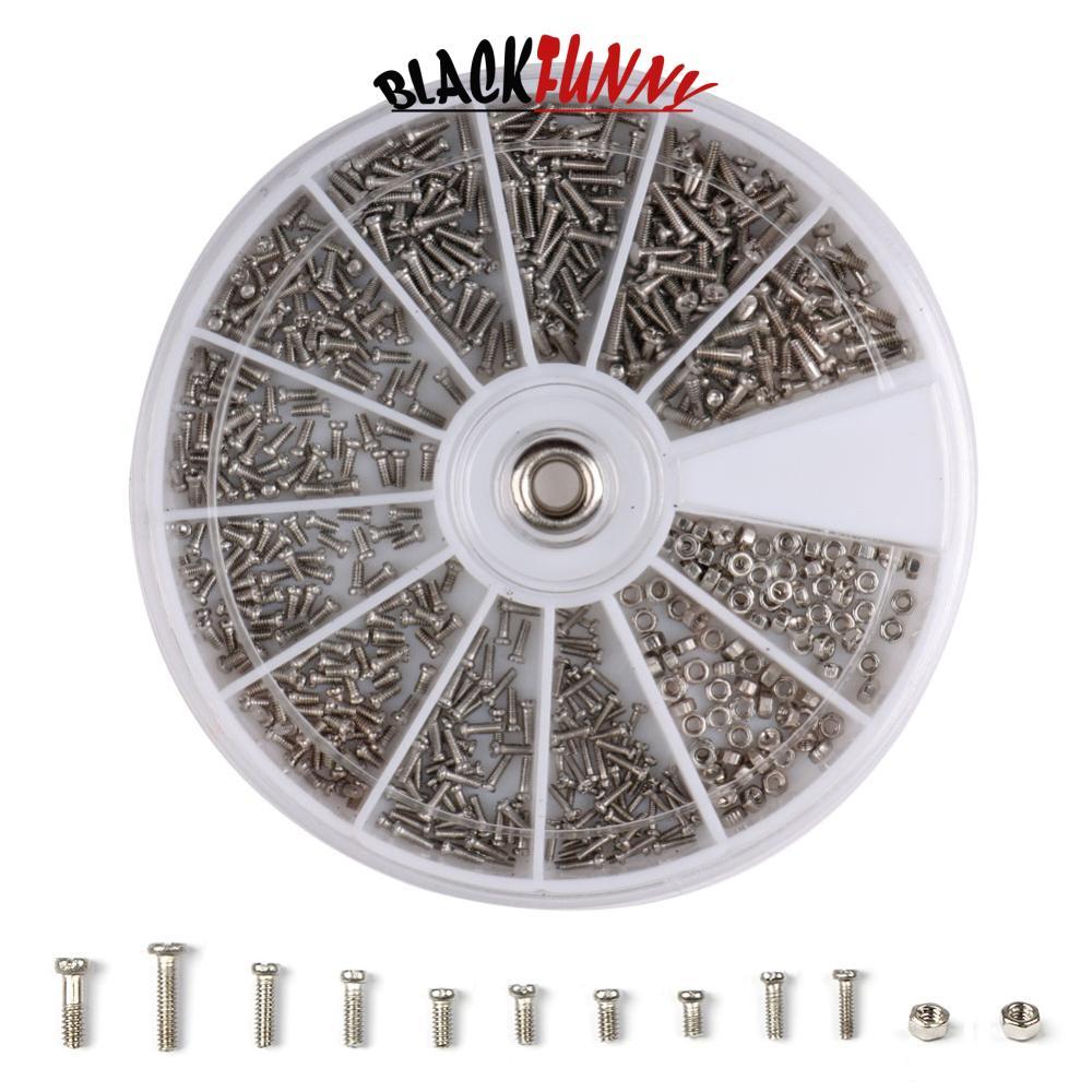 BLACKFUNNY 12 ชนิด 600 ชิ้นสกรูสแตนเลสถั่ว Assortment Kit M1 M1.2 M1.4 M1.6 J7L1