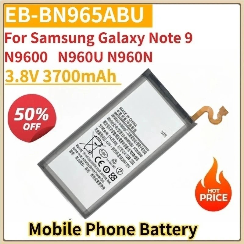 แบตเตอรี่โทรศัพท์มือถือใหม่ EB-BN965ABU 3.8V 3700mAh 1.25Wh สําหรับ Samsung Galaxy หมายเหตุ 9 N9600 