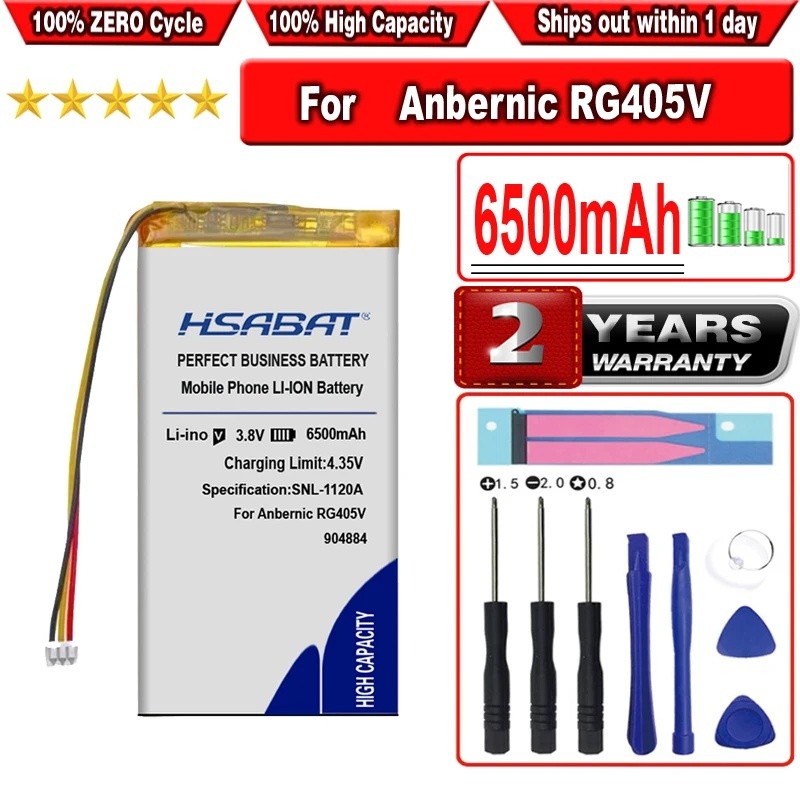 HSABAT แบตเตอรี่ 6500mAh สําหรับ Anbernic RG405V RG 405V เครื่องเกมเปิดแหล่งมือถือเกมคอนโซลมือถือ