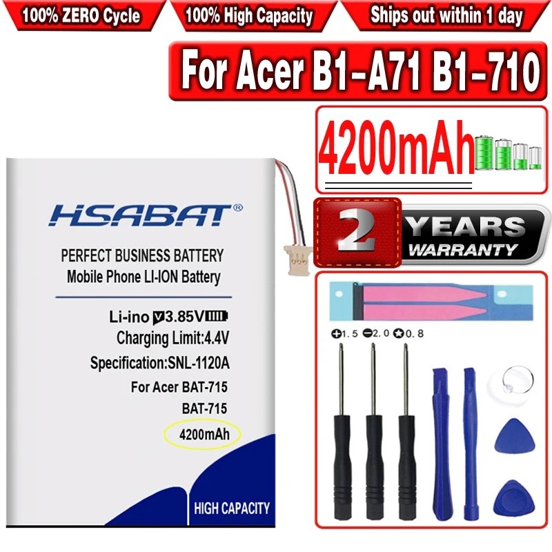 HSABAT 4200mAh BAT-715 แบตเตอรี่สําหรับ Acer Iconia Tab B1 B1-A71 B1-710