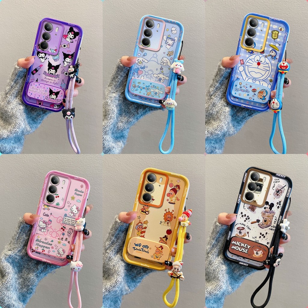 เคส Realme C71 C75 C75x กระจกลายการ์ตูนน่ารักพร้อมขาตั้งเคสโทรศัพท์