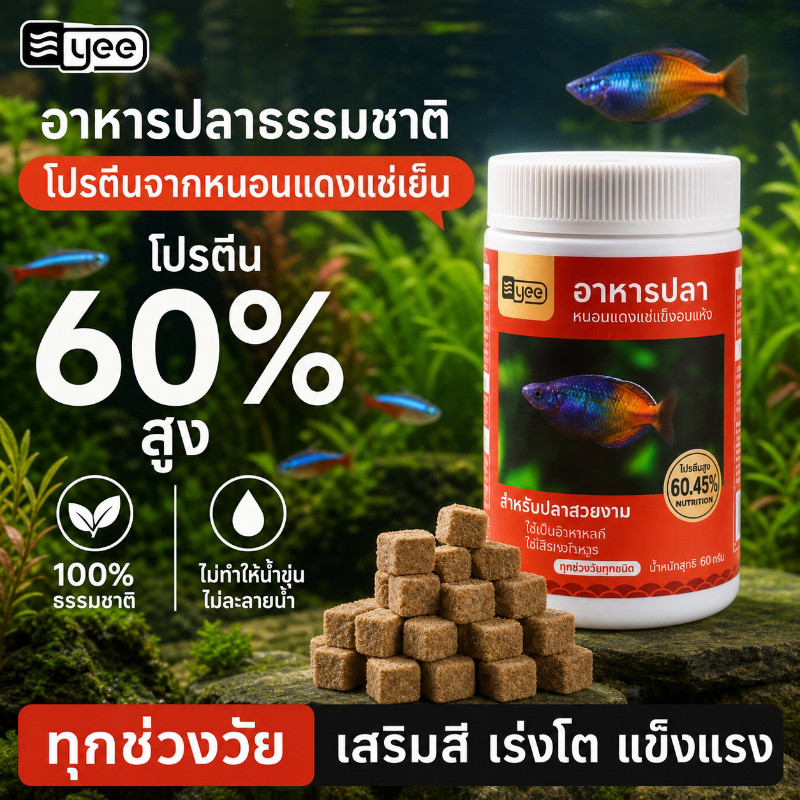 อาหารปลา Freeze Dried หนอนแดงแท้ โปรตีนสูง ไม่ขุ่นน้ำ สำหรับปลากัด ปลาทอง ปลาสวยงาม