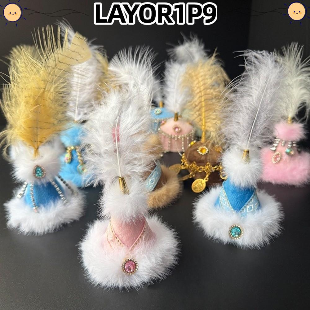 LAYOR1P9 Mini Pointed หมวก, Rhinestone Thnic ตกแต่งหมวก, Mini สําหรับเส้นรอบวงศีรษะ 5-7 ซม. Feather 