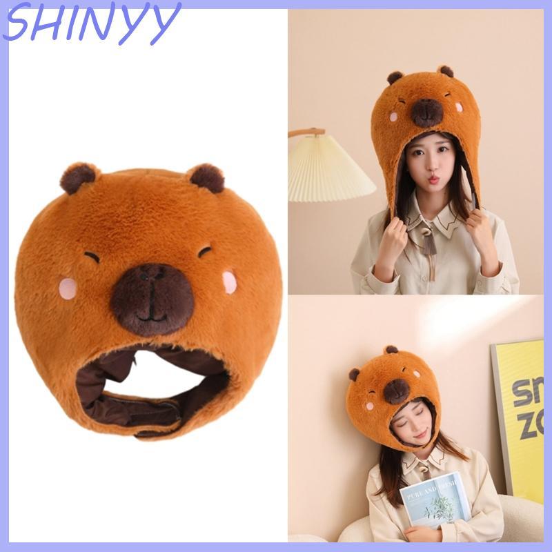 SHI Plush Capybara Head Cover Furry Hat Headgear Masquerade Cosplay Supplies