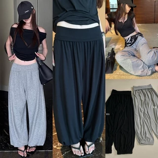 ❤ 🧵 🇰🇷 W10410 กางเกงทรงบอลลูนที่ใส่แล้วไม่อยากถอด! ผ้านิ่ม พริ้ว เบาสบาย เอวยางยืดสูง แฟชั่นเกาหลี TAG WG.WE 🧡