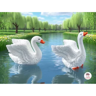 ฝูงหงส์ [ เซต 4 ชิ้น ] ตุ๊กตาจิ๋ว โมเดลจิ๋ว แต่งสวน จัดสวนถาด