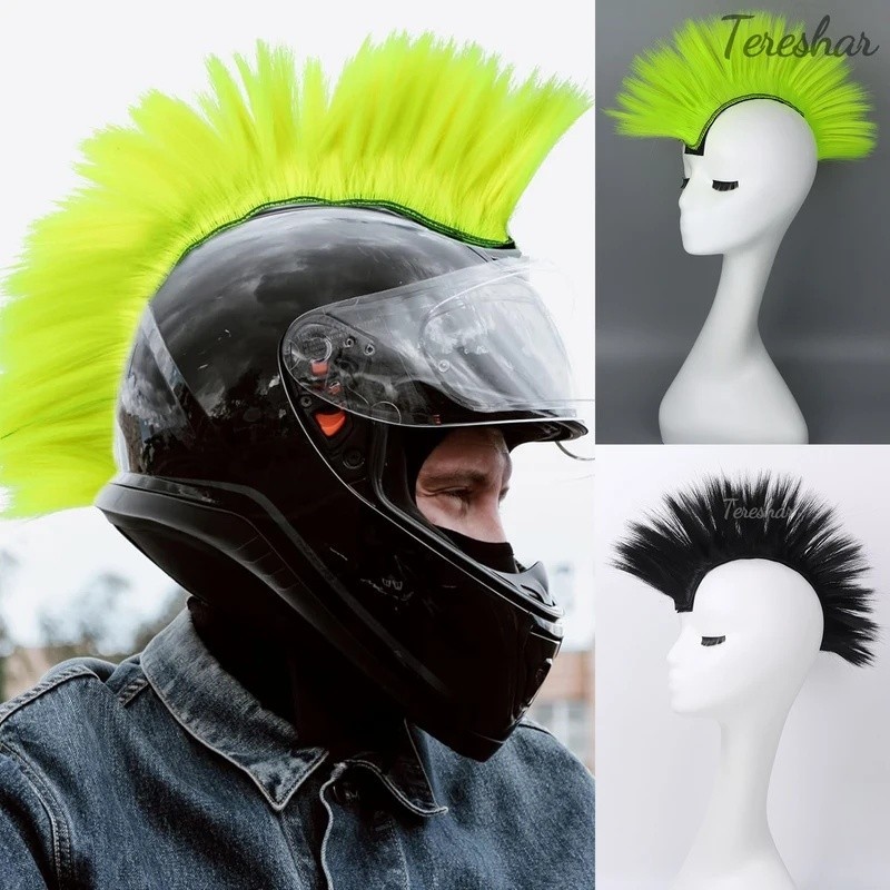 หมวกกันน็อค Mohawk วิกผมสังเคราะห์กาว Mohawk สําหรับรถจักรยานยนต์จักรยานสกีสโนว์บอร์ดหมวกกันน็อค Ha