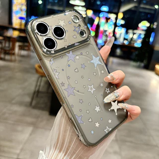 Ốp Lưng IPhone 13 15 11 17 16 12 14 ProMax Nền sao trái tim tông nhạt 7 8Plus XR X XS Max