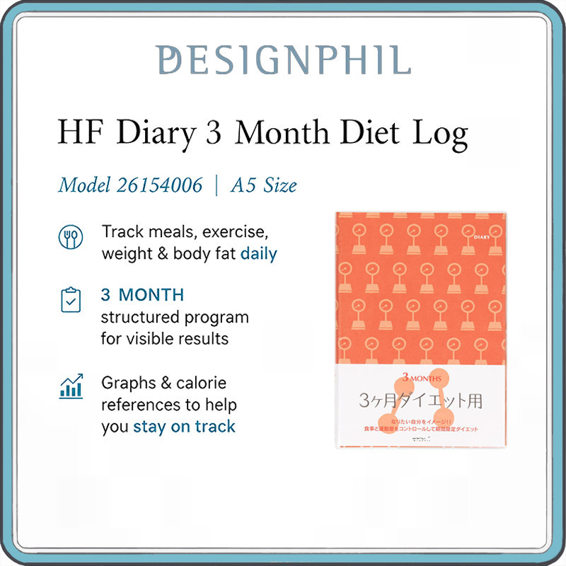 MIDORI HF Diary 3 Month Diet Planner A5 Journal with PVC Cover – Weight Loss, Meal & Exercise Tracki