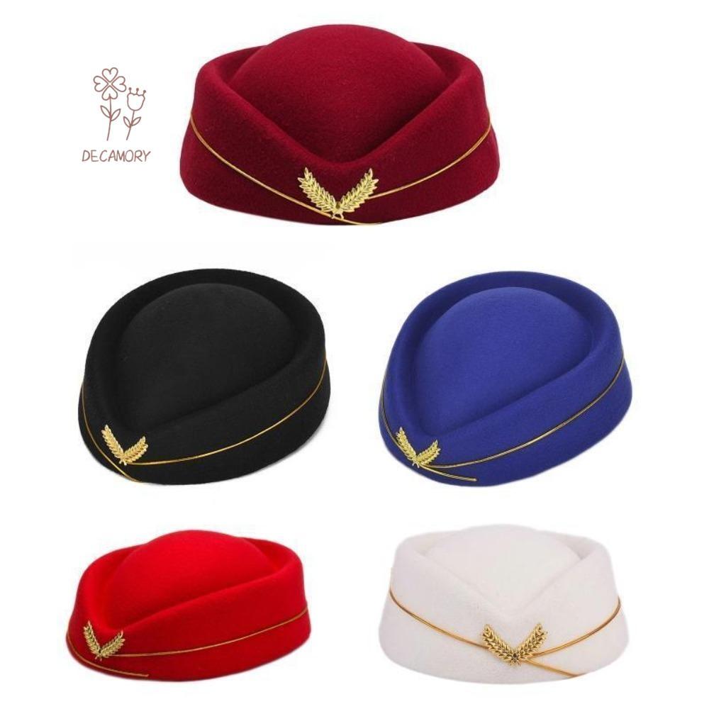 SHOUKEY Air Hostess หมวกประสิทธิภาพหมวกทํางานผู้หญิงเลดี้หมวกเบเร่ต์