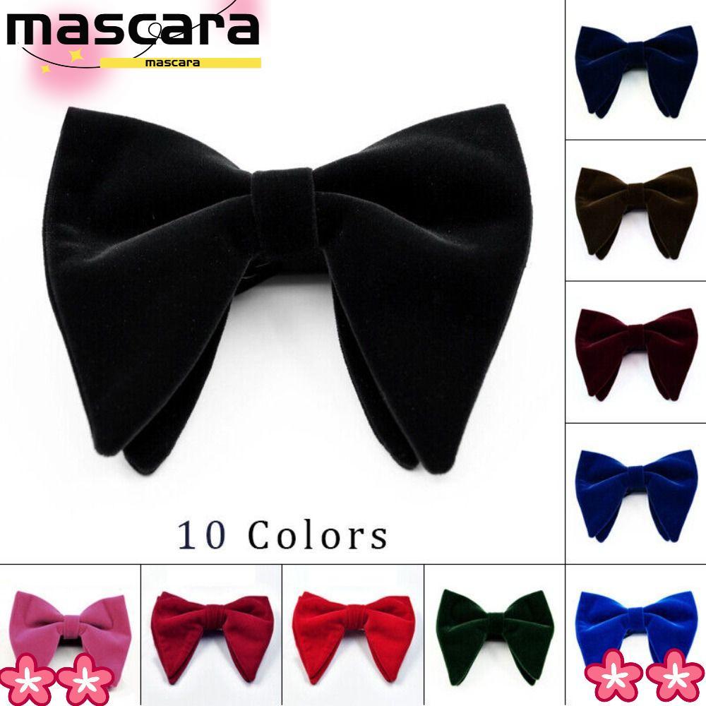 MARA Mens Large Bow Tie, Solid Velvet Bow Tie, Adjustable Big Bow Tie งานแต่งงาน