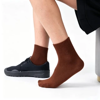 🧦ซื้อ 6 แถม 6🧦ถุงเท้านักเรียน เด็กผู้ชาย 24คู่ สีน้ำตาล ผ้าฝ้าย หนา ระบายอากาศ สบายยืดหยุ่น