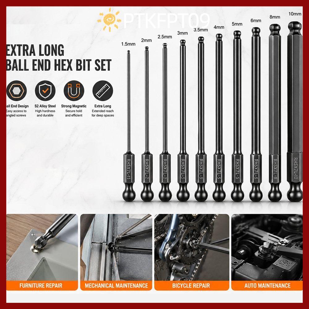 PTKFPT09 Ball End Hex Bit, Ball End ลด Shank Hex ไขควงบิต, Single End Wear Resistance Steel Magnetic
