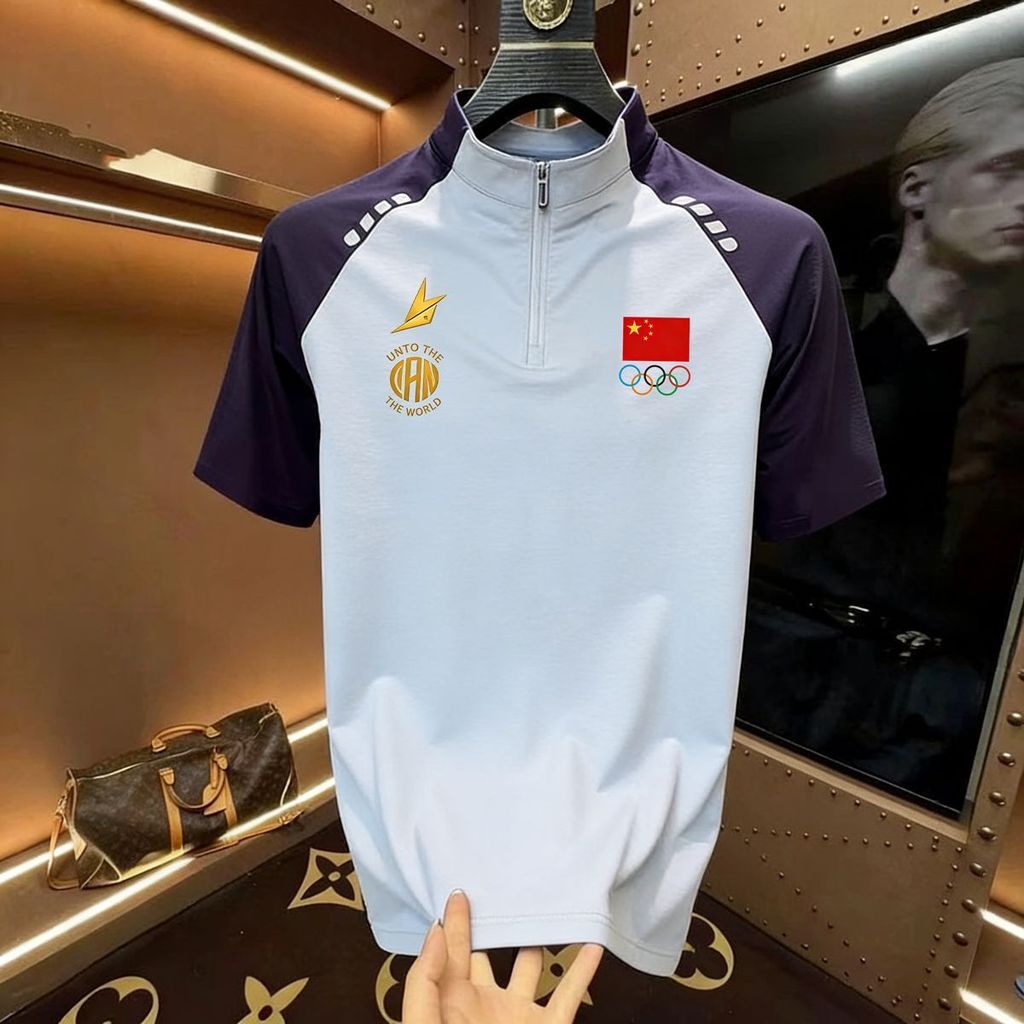 美身尔拉链立短袖衬衫男款2026夏季马拉松运动短袖修身套装女生长袖衬衫男-สไตล์อเมริกันครึ่งซิปปกแขนสั้น2026osdd999.mysdd999.mysdd999mysd