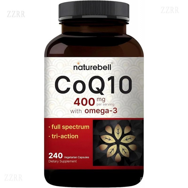 NatureBell Coenzyme Q10 400mg ประกอบด้วยอาหารเสริมโอเมก้า-3 240 แคปซูล-สารต้านอนุมูลอิสระรองรับหัวใจ