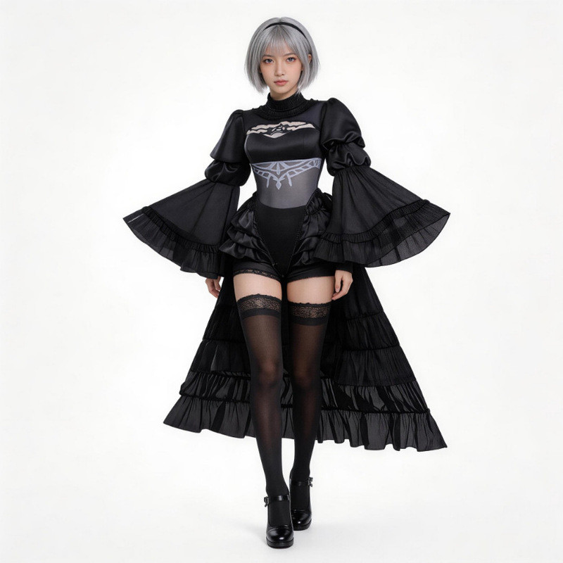 ชุดคอสเพลย์ NieR: Automata 2B Sister ชุดแต่งงานสีดำ 2B Sister คอสเพลย์ ชุดคอสเพลย์อนิเมะ 2D Mechanic
