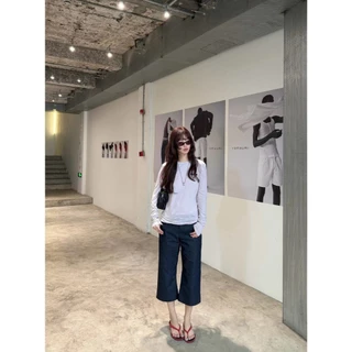 ❤ 🧵 🇰🇷 W10351 กางเกงยีนส์ทรงกระบอก ขา 5 ส่วน ทรงสวยเก็บหุ่น ใส่แล้วดูสูง ขายาว แมทช์กับเสื้อยืด แฟชั่นเกาหลี TAG WG.WE 🧡