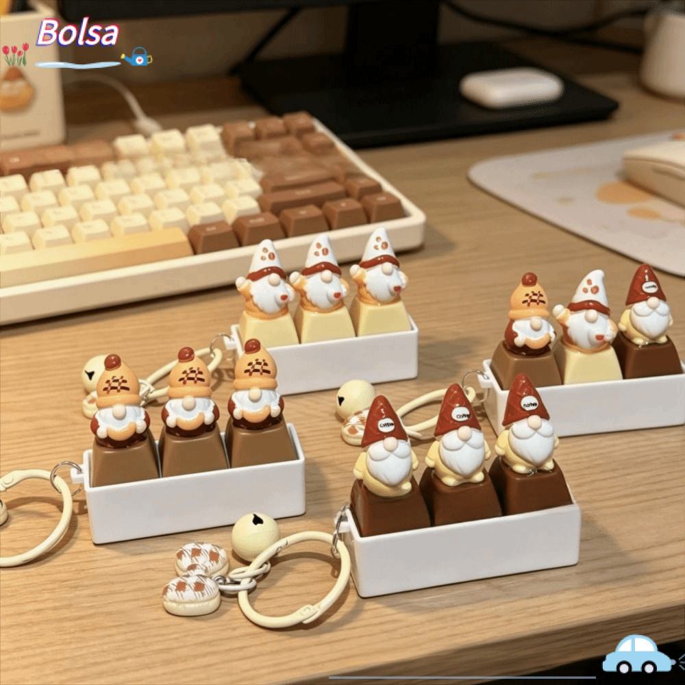 BOLSA Fidget ของเล่น,การ์ตูน Dwarf Keycap แกนเงียบ Fidget ของเล่นพวงกุญแจ,Novelty Keycap Design Mute