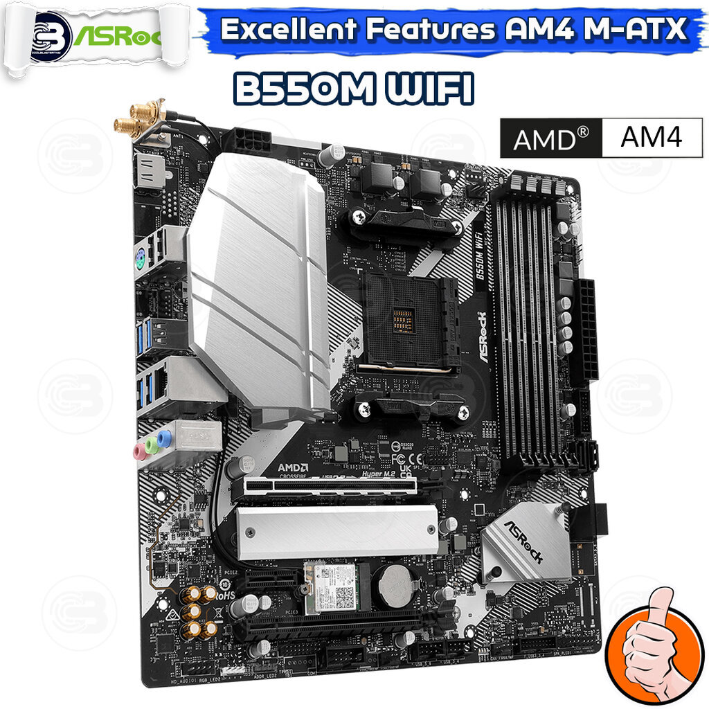 [CoolBlasterThai] ASROCK MAINBOARD B550M WIFI AMD SOCKET AM4 DDR4 M-ATX ประกัน 3 ปี