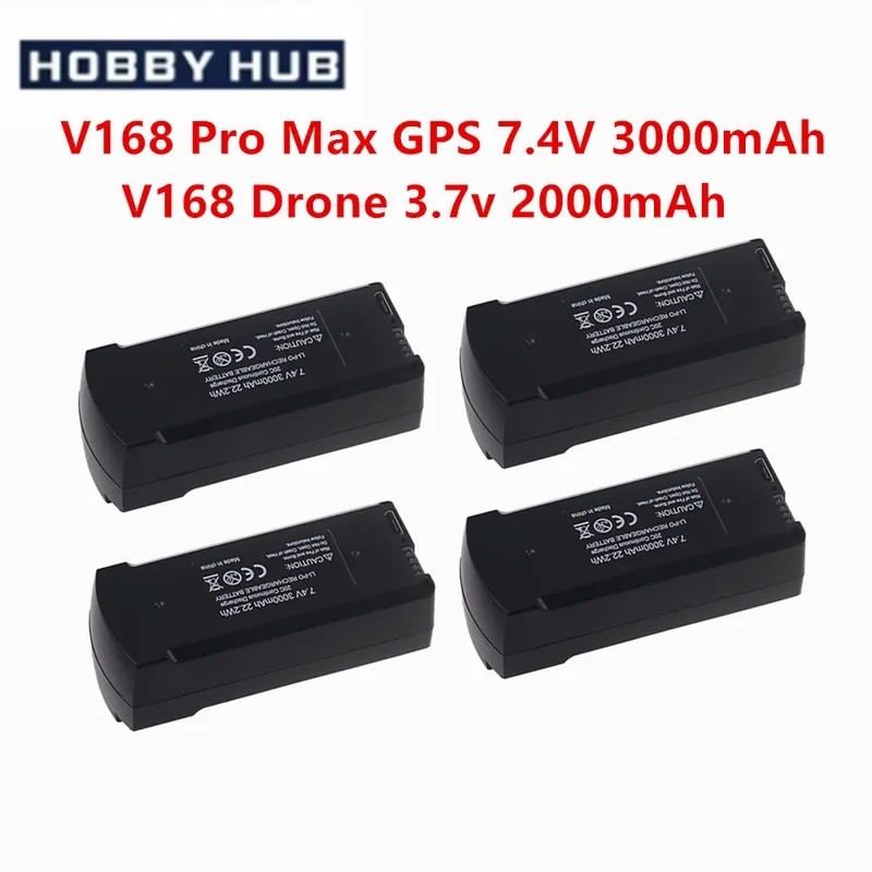 Original 7.4V 3000mAh แบตเตอรี่สําหรับ V168 Pro Max GPS Drone/RC Quadcopter 3.7V 2000mAh V168 V198 แ