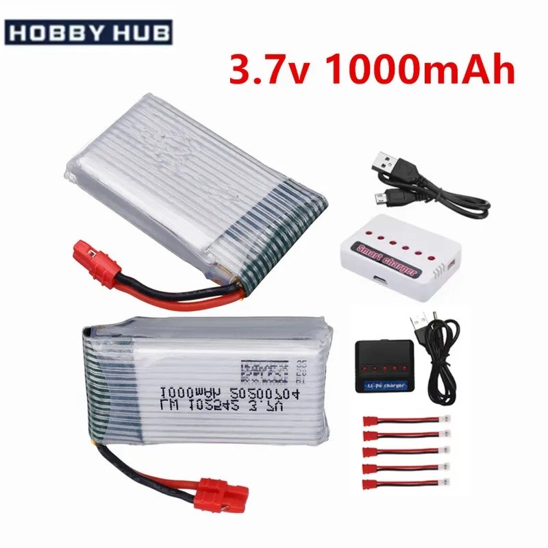 อัพเกรด 3.7V 1000mAh 25c Lipo แบตเตอรี่ + เครื่องชาร์จสําหรับ Syma X5HC X5HW X5UW X5UC RC Quadcopter